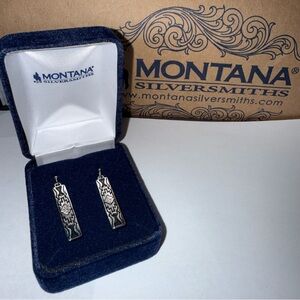 Montana Silversmiths Elegant Black and Silver Aztec Bar Earrings